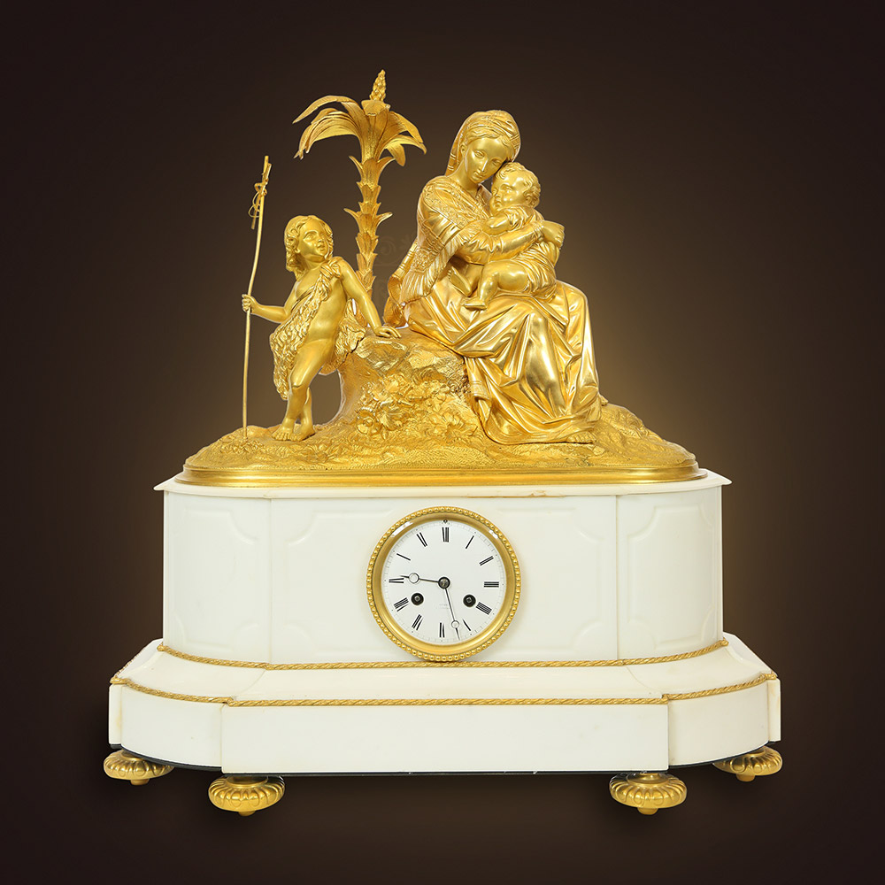 Đồng hồ cổ tượng Đức mẹ đồng trinh, nguyên bản, thế kỷ XIX